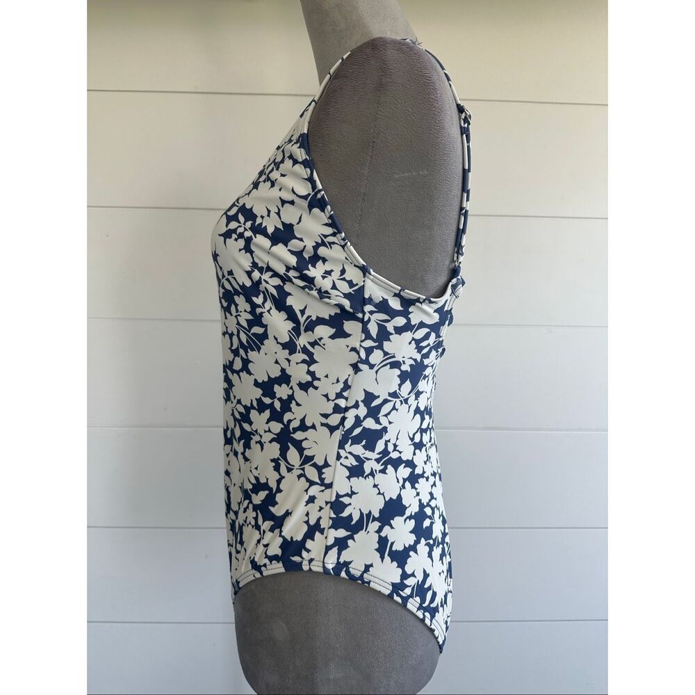 Michael Kors One Piece Swimsuit Women Size 16 Blue & White Floral Lace Up Back N - Picture 6 of 13